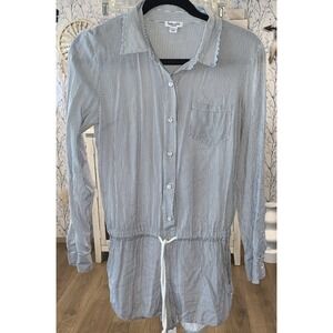 Splendid Navy‎ &White Stripe Romper Drawstring Waist Long Sleeves XS